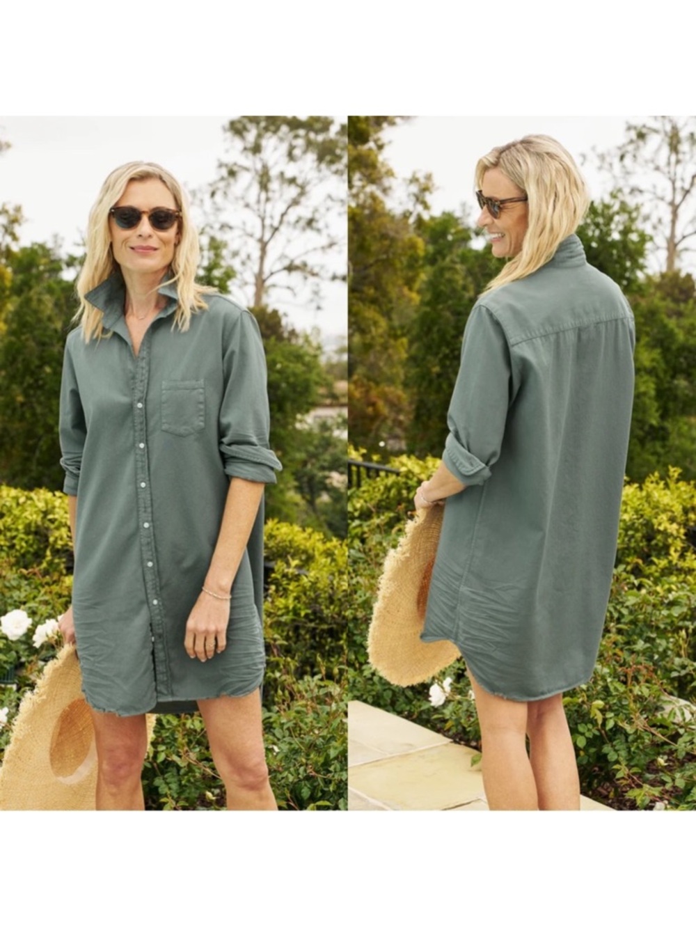 Frank & Eileen Mary Shirt Dress in Thyme Green